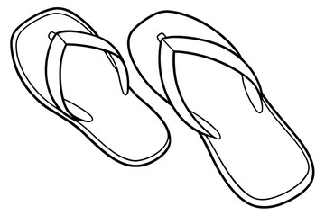 Flip-flops line art vector, shoe outline vector illustration