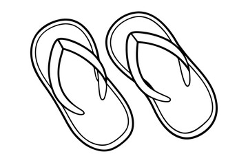 Flip-flops line art vector, shoe outline vector illustration