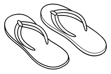 Flip-flops line art vector, shoe outline vector illustration