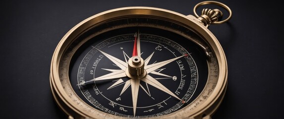 Elegant decorative compass design on a black background  ideal for travel themed decor