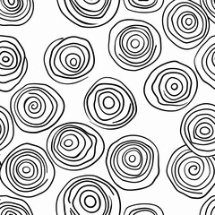 Fototapeta premium Abstract seamless pattern with black concentric circles on white background. Perfect for textile, wallpaper, fabric, wrapping paper, and digital design projects.