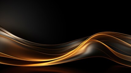 Abstract golden wave design on a black background.