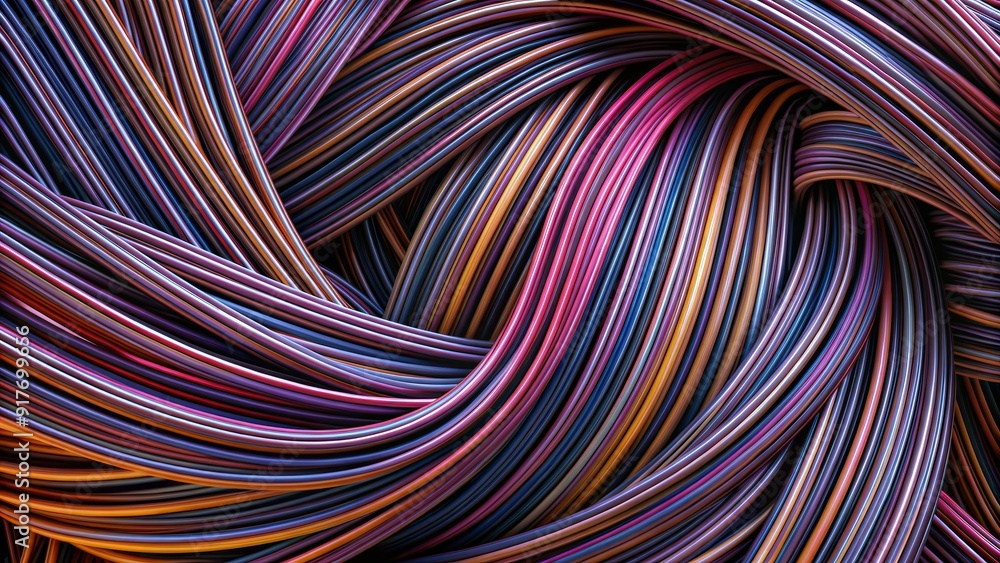 Aufkleber abstract swirling lines in vibrant colors - a mesmerizing abstract image featuring a tangled mass of