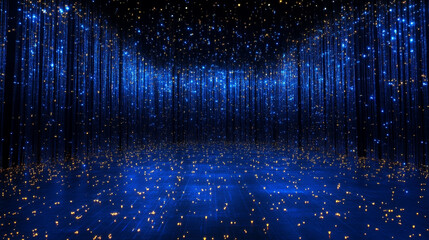 blue computer screen displays intricate binary code, symbolizing the digital age, data encryption, and the rapid advancement of technology in modern society