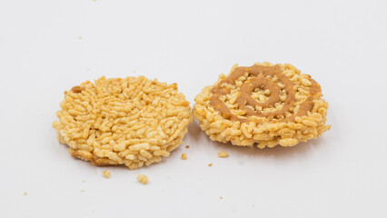 Stack of rice cracker, rice cracker with coconut palm sugar.