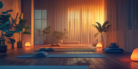 serene yoga studio with yoga mats