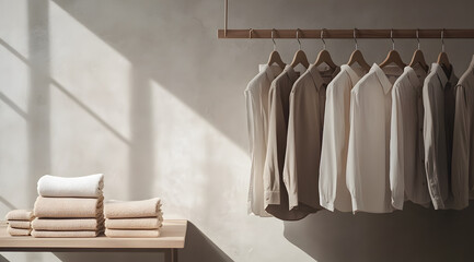 Minimalist Display of Women's Shirts and Blouses