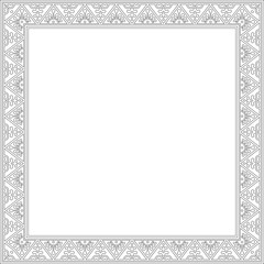 Vector square black contour border, frame, Pompeii. Rectangle Neopolitan ornament. Art of Ancient Rome. Template for stained glas