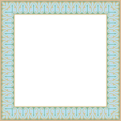 Vector colored arabic national square ornament.  Ethnic rectangle, frame of eastern peoples. Persian painting