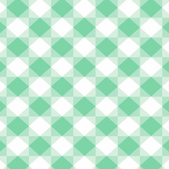 Fototapeta premium Seamless pattern of green and white checkered squares with a subtle diagonal effect. Perfect for backgrounds, fabric prints, and graphic design.