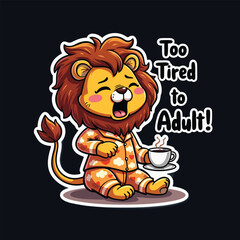 lion with a cup of tea vector t shirt sticker