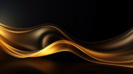 Abstract golden wave design on dark background.