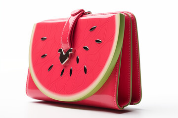 A watermelon-colored wallet on an isolated background