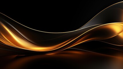 Abstract golden wave flowing on a black background.