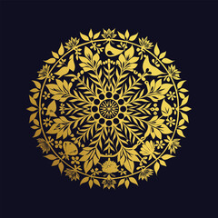 Golden coloring page mandala design 