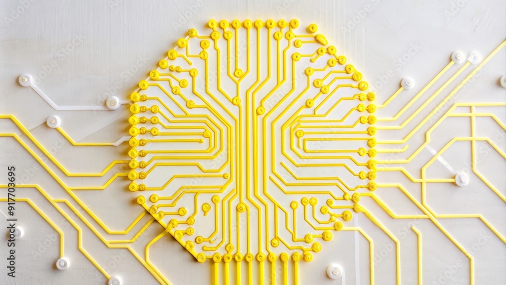 Poster abstract circuitry design concept - yellow and white - an abstract image of a circuit board, showcas