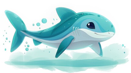 Fototapeta premium Cute Cartoon Shark Illustration