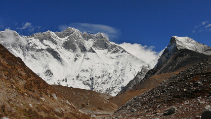 Himalayas, the highest mountains in the world, and the wild beauty of the mountain landscape