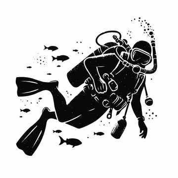 black scuba diver underwater clip art preview