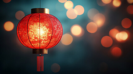 Traditional Chinese New Year celebration with vibrant red lanterns symbolizing prosperity and good fortune. The festive ambiance captures the essence of cultural heritage and the joy of welcoming a ne