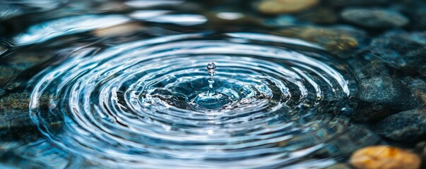 Captivating close-up of water rippling over pebbles, showcasing nature's beauty and tranquility in a serene moment.
