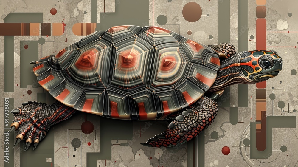 Wall mural abstract tortoise illustration