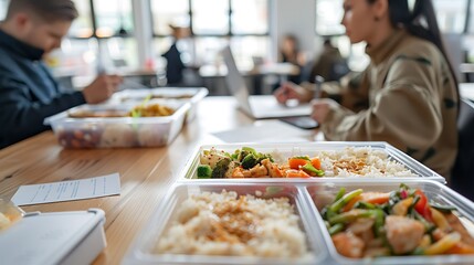 Close Up of a Takeout Meal on a Table