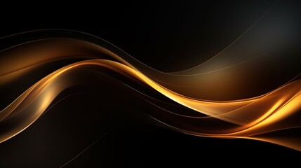 Fototapeta premium Abstract black and gold background with wavy lines.