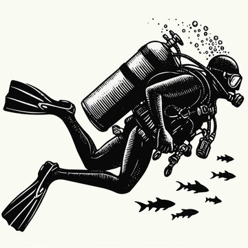 recommend clip art: hand drawn scuba diver silhouette