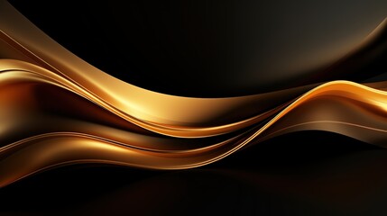Obraz premium Abstract golden wave on black background.