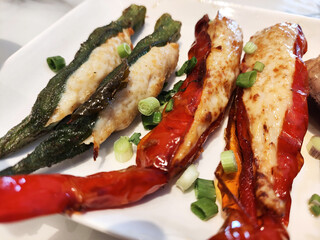 Variety of yong tau fu or stuffed tofu in Malaysia
