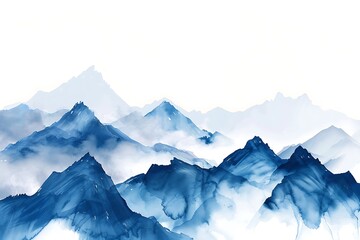 Blue Mountains Abstract Watercolor Painting