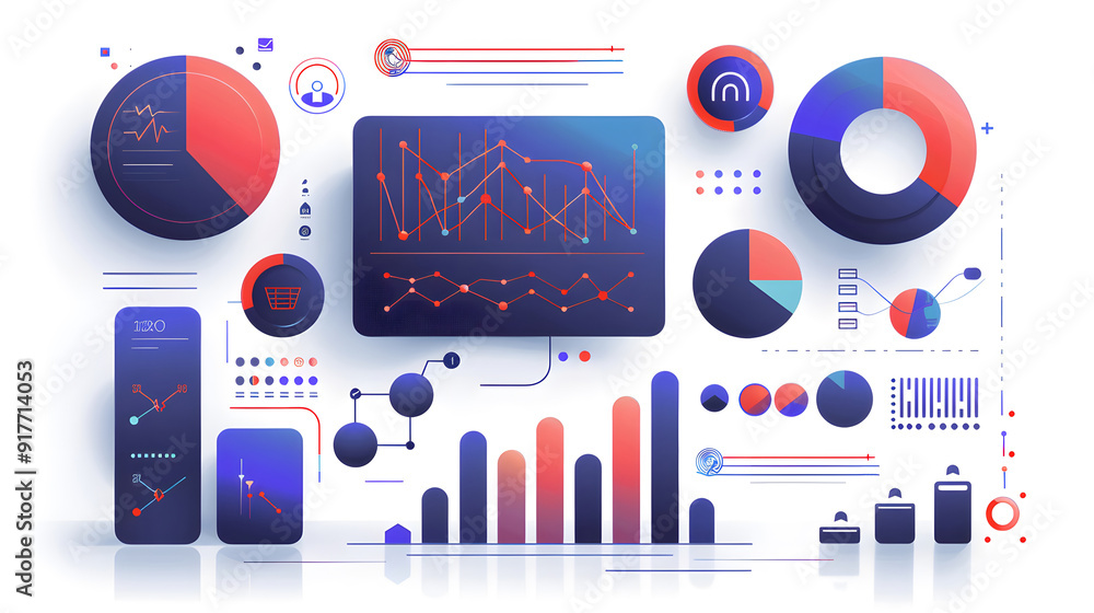 Poster representing techniques and tools used to predict peak demand periods, with futuristic forecasting m