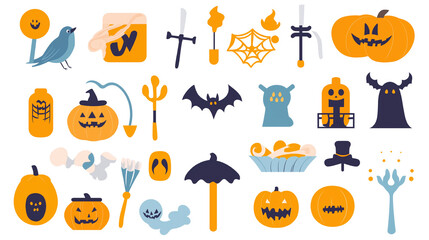 魅力的なハロウィンデザイン！透明背景で使いやすいカラフルアイコン集