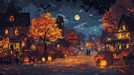 Obraz premium Teenagers in eerie costumes playing a spooky board game 