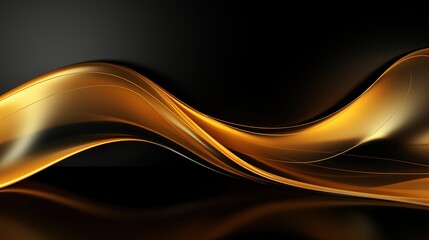 Abstract golden wave on black background.