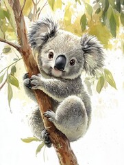 Adorable Koala Climber in Watercolor