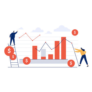 recommend clip art: Financial analysis, marketing, leaflets, flyers, and annual reports. a collection of contemporary flat cartoon vector graphics