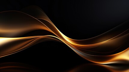 Abstract golden wave on black background.