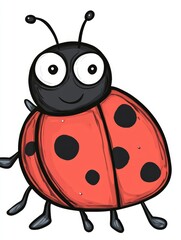 Obraz premium Cute Cartoon Ladybug with Big Eyes