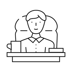boss at office table line icon vector. boss at office table sign. isolated contour symbol black illustration