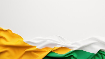 Indian Flag Border on White Background Minimalist Tricolour Fabric Design for Patriotic Themes