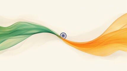 Abstract Indian Flag with Ashoka Chakra Tricolour Waves for Patriotic Designs
