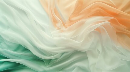 Obraz premium Indian Flag Colours Soft Focus Fabric in Saffron, White, and Green for Elegant Patriotic Themes
