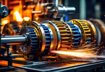 Obraz premium dynamic display robust machinery action highlighting innovation progress technology engineering, equipment, tools, machines, automation, performance