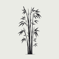 Fototapeta premium bamboo silhouette on white background. Black bamboo stems, very simple and single bamboo silhouette white background