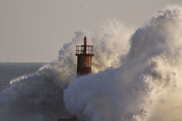 Storm at the lighthouse close-up