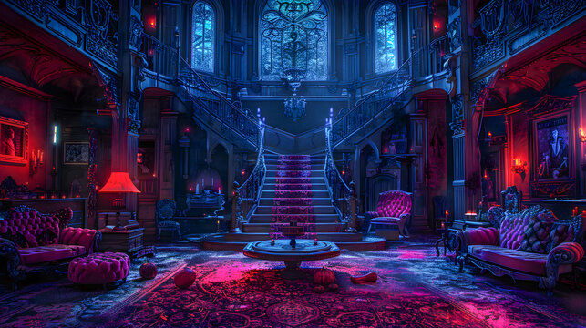 Halloween gothic vampire dark living room