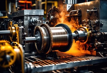 Fototapeta premium dynamic industrial machinery operating under adjustable lighting conditions enhanced visual effects, equipment, technology, power, performance, design