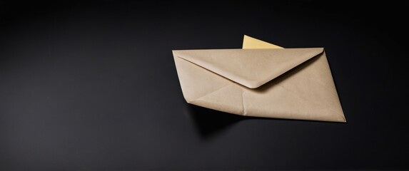Elegant envelope and letter on a black background, perfect for communication themes